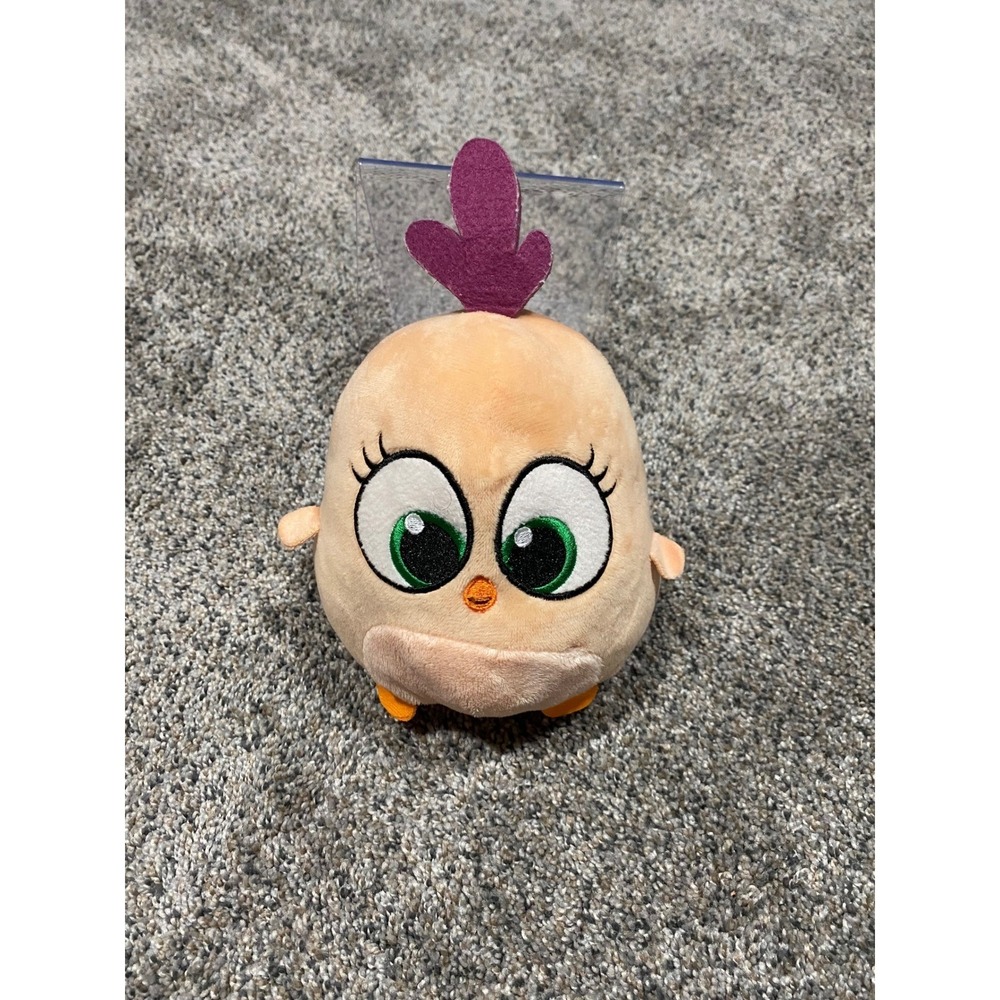 Angry Birds Hatchling Plush Peach Bird Green Eyes Purple Tuft Stuffed Toy